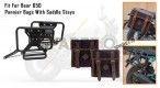 For Royal Enfield Bear 650 Canvas and Leather Pannier Bags Black With Saddle Stays - SPAREZO